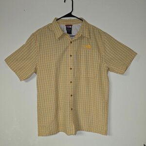 THE NORTH FACE YELLOW PLAID BUTTON Down MEN'S SIZE MEDIUM